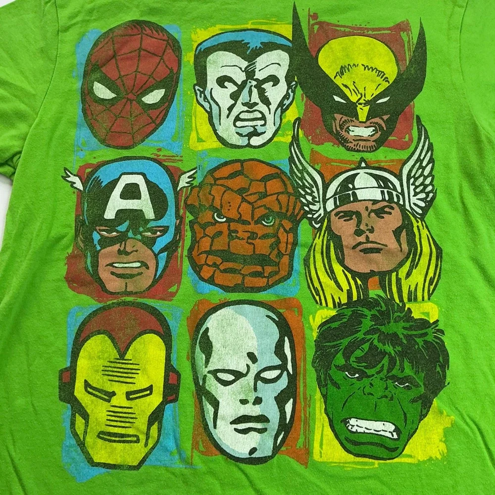 Old Navy Green Marvel Graphic T-Shirt Kids Size S Avengers Spider-Man Hulk 2012